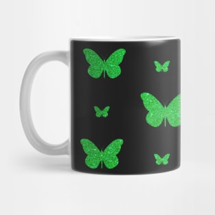 Green Faux Glitter Butterflies Mug